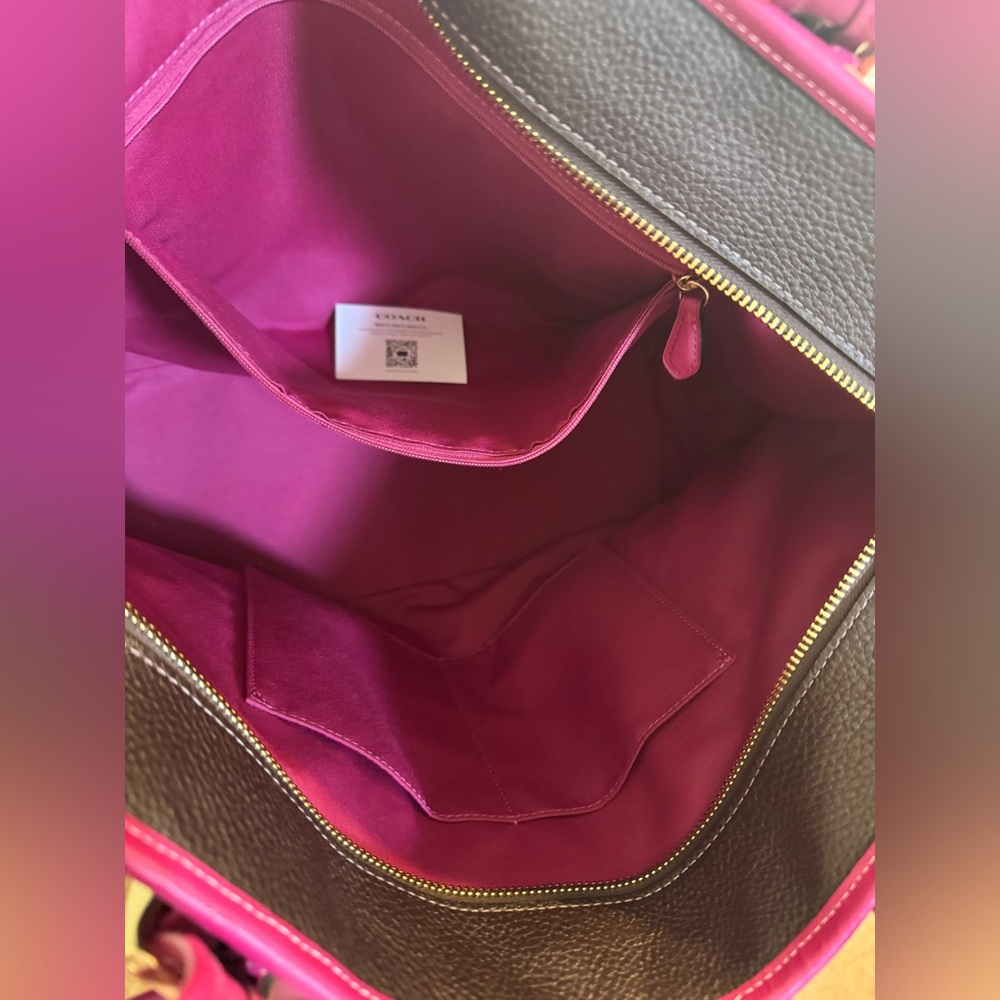 Coach Ashton Tote Bag #CM080 Oxblood & Fuchsia Pebble Leather $450 Retail - NWT - Picture 9 of 14